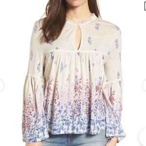 Lucky Brand Women's Cream Floral Blouse